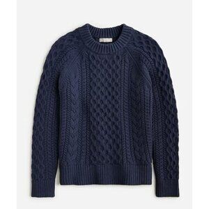 NWT J. Crew Cable Knit Crewneck Sweater XXS Navy Blue Women's BV360 J.Crew